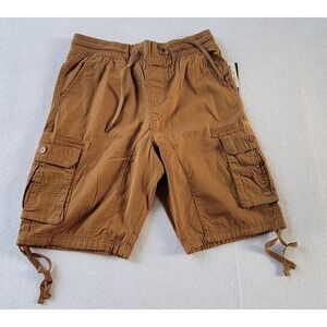 LR Scoop Men's Elastic Waist Drawstring Multi Pocket‎ Cargo Shorts Size S Wheat